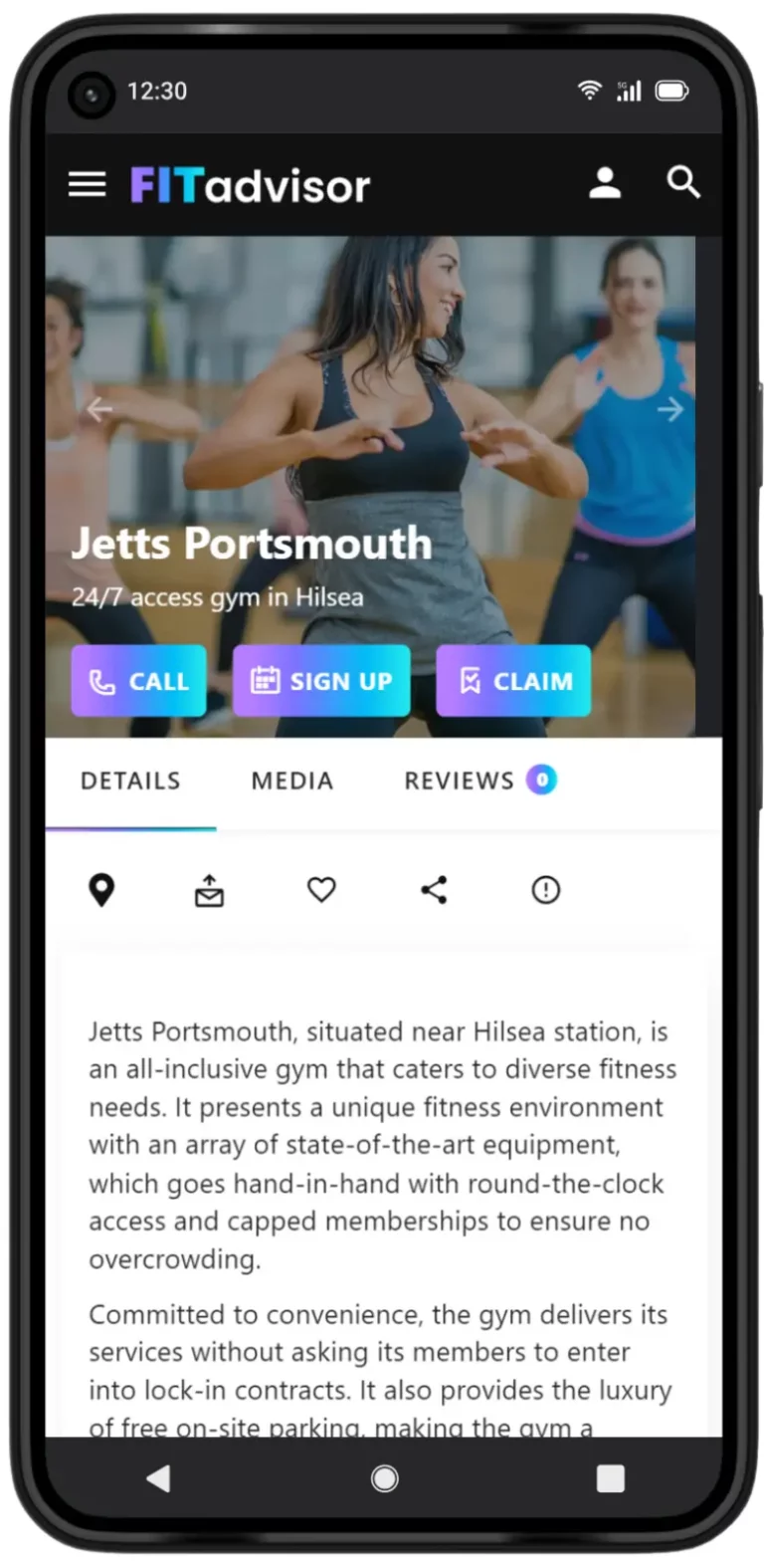 fitadvisor claim listings screenshot