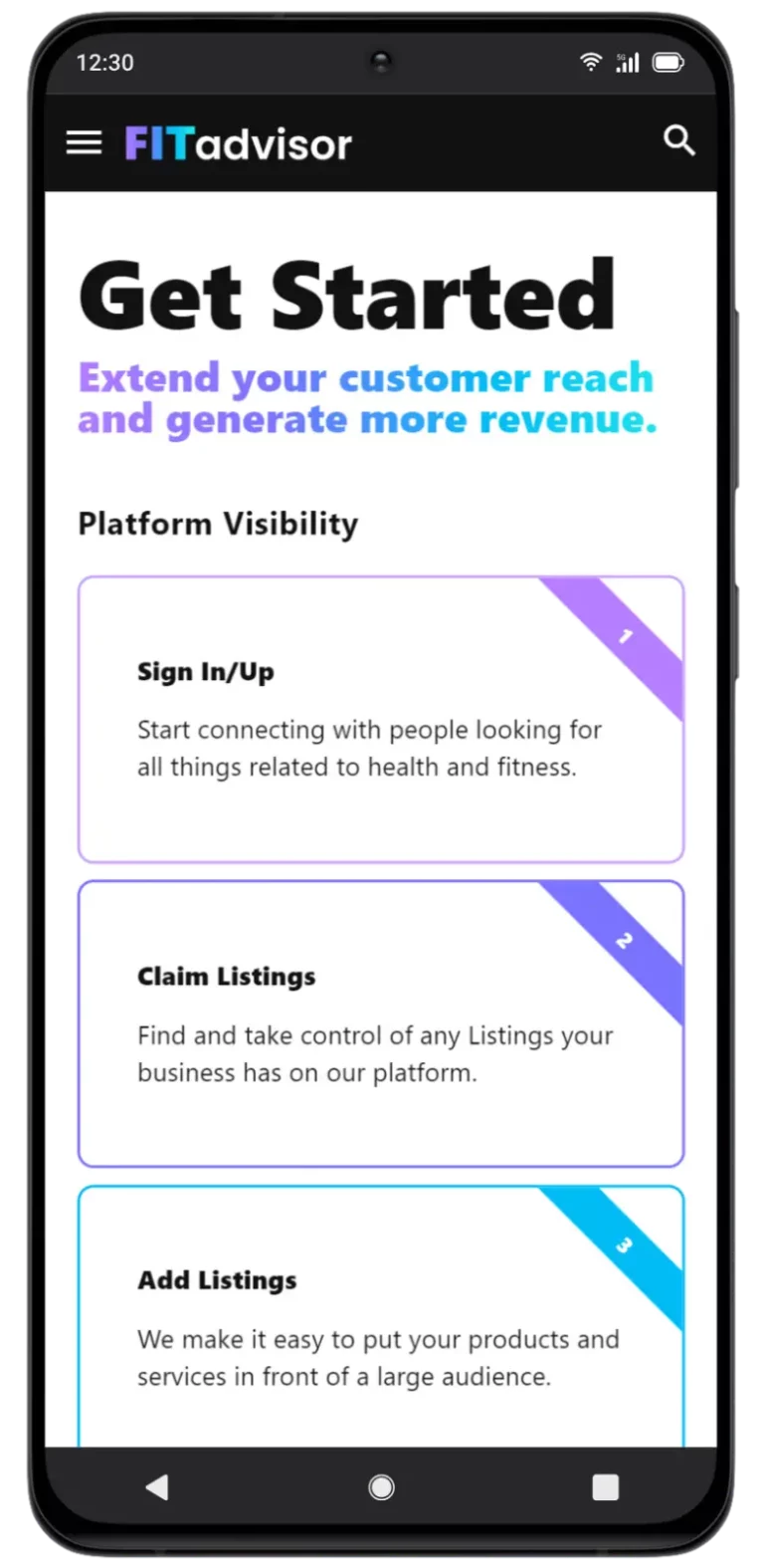 FITadvisor - Get Started screenshot